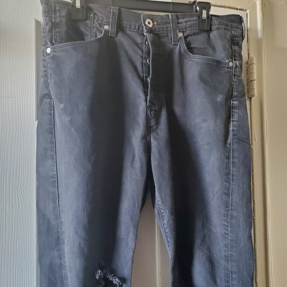 Levi’s 501 Distressed High Rise Button Fly Jeans
